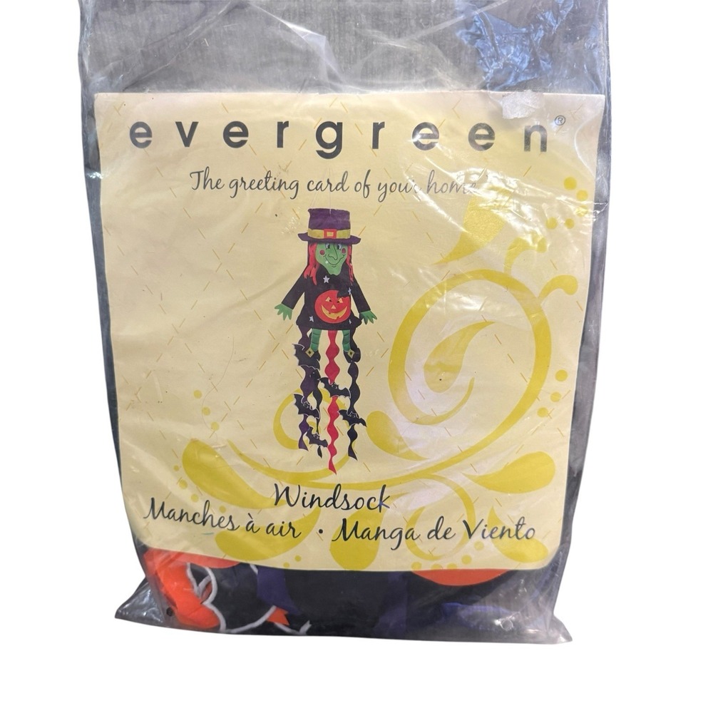 VTG Evergreen Halloween Witch Windsock 3D Outdoor Decor Hanging New In Bag NIP